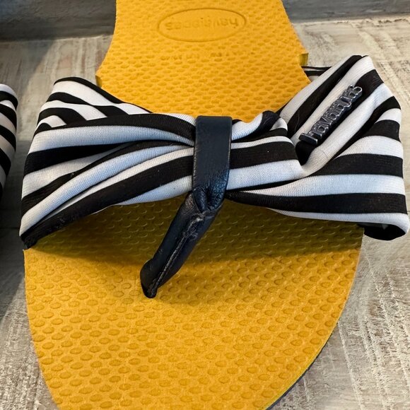 Haviannas You St. Tropez Navy White Yellow Sandal size 37-38 (US 7.5) - Picture 3 of 9